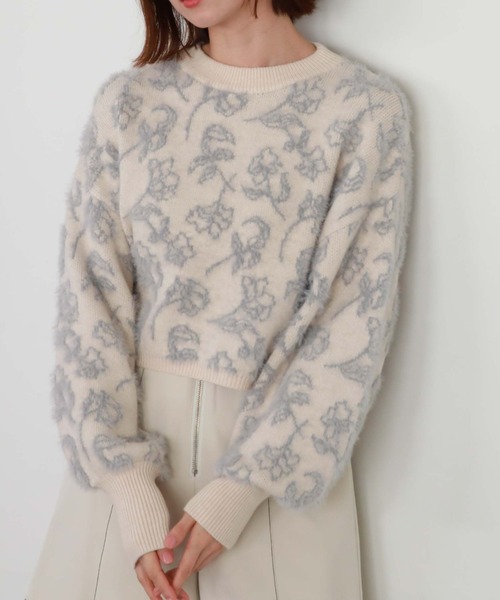 archives（アルシーヴ）の「フラワーフェザージャガードニット（ニット/セーター・レディース・ピンクベージュ/グレー/ブラック・MEDIUM）」の12枚目の写真