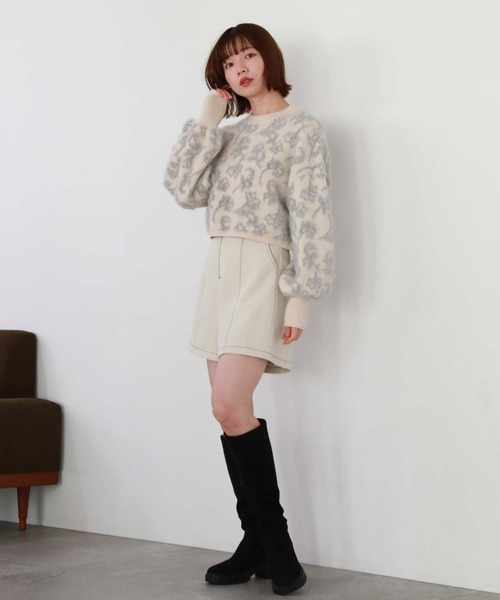 archives（アルシーヴ）の「フラワーフェザージャガードニット（ニット/セーター・レディース・ピンクベージュ/グレー/ブラック・MEDIUM）」の18枚目の写真