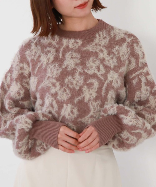archives（アルシーヴ）の「フラワーフェザージャガードニット（ニット/セーター・レディース・ピンクベージュ/グレー/ブラック・MEDIUM）」の20枚目の写真