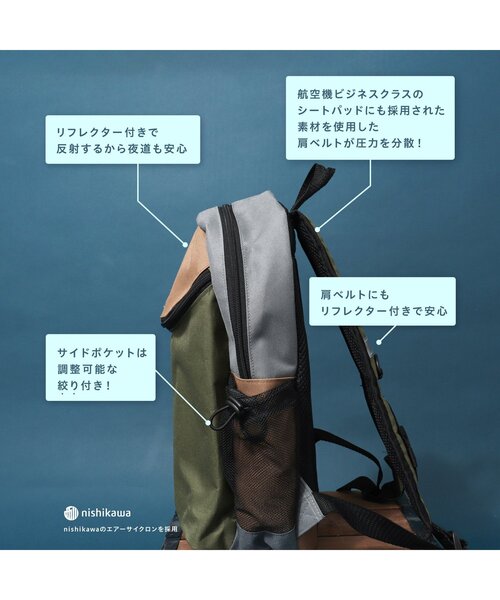 BREEZE（ブリーズ）の「【肩ラクプレミアム】エアーサイクロンリュック（バックパック/リュック・キッズ・パープル/カーキ/ライトグレー/ブラック・LARGE/MEDIUM）」の12枚目の写真