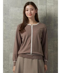 Perfect Suit FActory | プチバーつき　配色ニットプルオーバー　ブラウン/サックス(ニット/セーター)