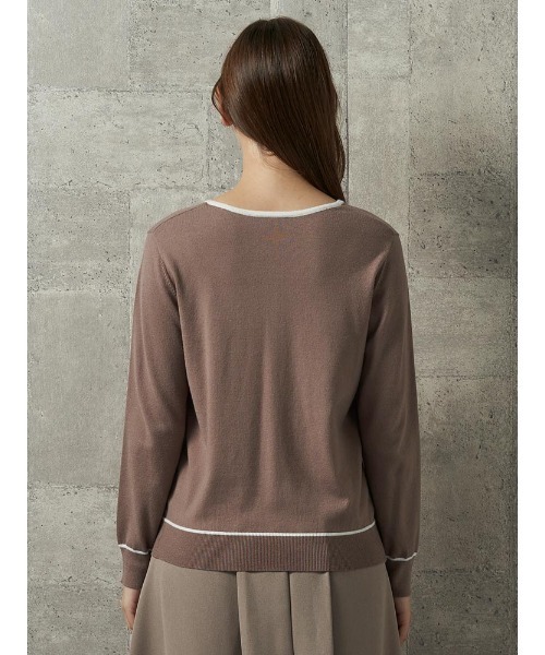 Perfect Suit FActory（パーフェクトスーツファクトリー）の「プチバーつき　配色ニットプルオーバー　ブラウン/サックス（ニット/セーター・レディース・ブラウン/サックスブルー・M/S/L）」の5枚目の写真