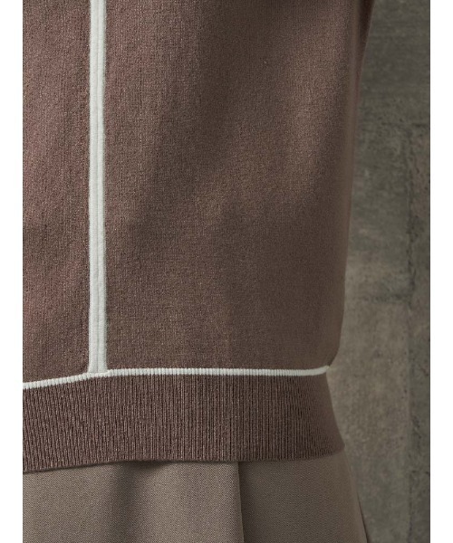 Perfect Suit FActory（パーフェクトスーツファクトリー）の「プチバーつき　配色ニットプルオーバー　ブラウン/サックス（ニット/セーター・レディース・ブラウン/サックスブルー・M/S/L）」の9枚目の写真
