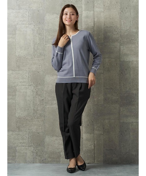 Perfect Suit FActory（パーフェクトスーツファクトリー）の「プチバーつき　配色ニットプルオーバー　ブラウン/サックス（ニット/セーター・レディース・ブラウン/サックスブルー・M/S/L）」の12枚目の写真