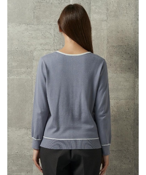 Perfect Suit FActory（パーフェクトスーツファクトリー）の「プチバーつき　配色ニットプルオーバー　ブラウン/サックス（ニット/セーター・レディース・ブラウン/サックスブルー・M/S/L）」の14枚目の写真