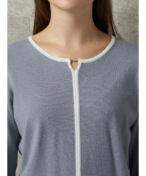 Perfect Suit FActory（パーフェクトスーツファクトリー）の「プチバーつき　配色ニットプルオーバー　ブラウン/サックス（ニット/セーター・レディース・ブラウン/サックスブルー・M/S/L）」の16枚目の写真