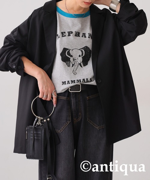antiqua(アンティカ)の「アニマルカレッジロゴロンT(Tシャツ/カットソー・レディース・その他4/その他5/その他3/その他2/その他1・FREE)」の2枚目の写真