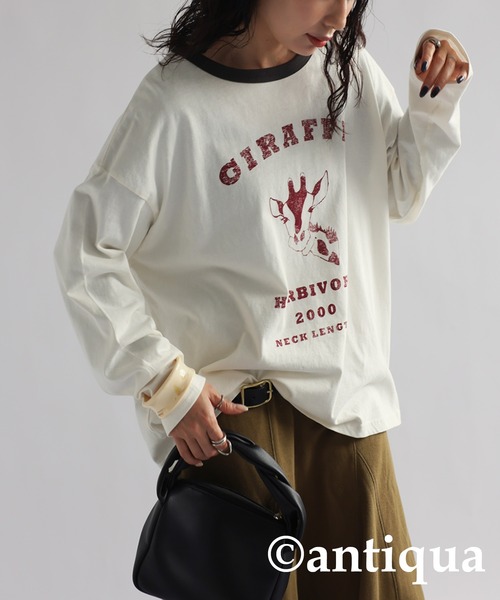 antiqua(アンティカ)の「アニマルカレッジロゴロンT(Tシャツ/カットソー・レディース・その他4/その他5/その他3/その他2/その他1・FREE)」の6枚目の写真