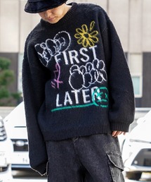 1111clothing | 【Unisex】モヘアライク タギング クルーニット / オーバーサイズ セーター ビッグシルエット モヘアニット ふわもこ ニット(ニット/セーター)