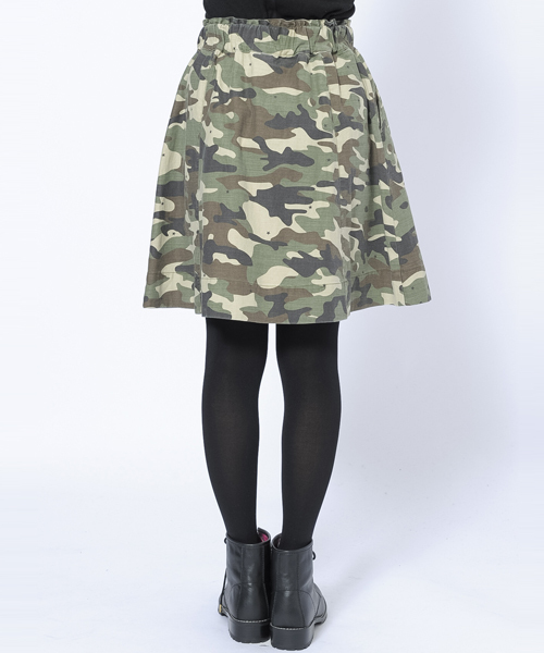X-girl（エックスガール）の「MILITARY GATHERD SKIRT（スカート・レディース・カモフラージュ/ブラック/オリーブ・1/2）」の5枚目の写真