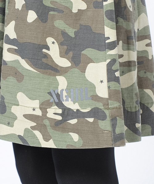 X-girl（エックスガール）の「MILITARY GATHERD SKIRT（スカート・レディース・カモフラージュ/ブラック/オリーブ・1/2）」の6枚目の写真