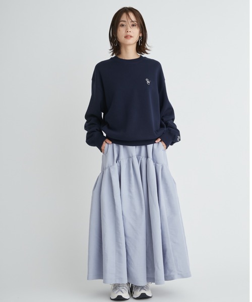 emmi（エミ）の「【emmi atelier】ewcロゴスエット（Tシャツ/カットソー・レディース・ネイビー/ホワイト・FREE）」の4枚目の写真