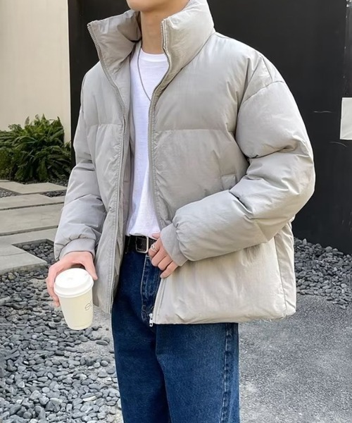 NOWLE（ノウル）の「【NOWLE】スタンドネック 中綿 ジップアップ リブ ジャケット（ダウンジャケット/コート・メンズ・グレー/ブラック/カーキ・MEDIUM/LARGE/X-LARGE）」の9枚目の写真