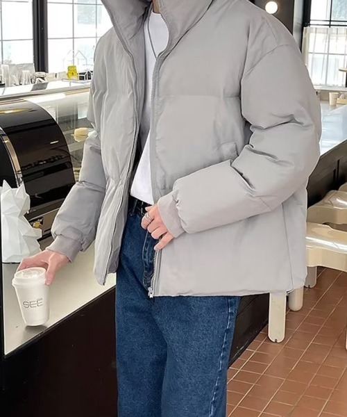 NOWLE（ノウル）の「【NOWLE】スタンドネック 中綿 ジップアップ リブ ジャケット（ダウンジャケット/コート・メンズ・グレー/ブラック/カーキ・MEDIUM/LARGE/X-LARGE）」の10枚目の写真