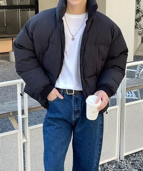 NOWLE（ノウル）の「【NOWLE】スタンドネック 中綿 ジップアップ リブ ジャケット（ダウンジャケット/コート・メンズ・グレー/ブラック/カーキ・MEDIUM/LARGE/X-LARGE）」の7枚目の写真