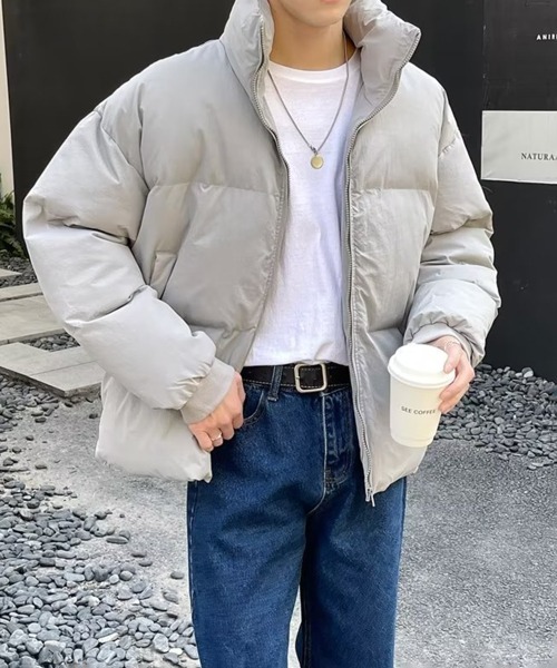 NOWLE（ノウル）の「【NOWLE】スタンドネック 中綿 ジップアップ リブ ジャケット（ダウンジャケット/コート・メンズ・グレー/ブラック/カーキ・MEDIUM/LARGE/X-LARGE）」の14枚目の写真