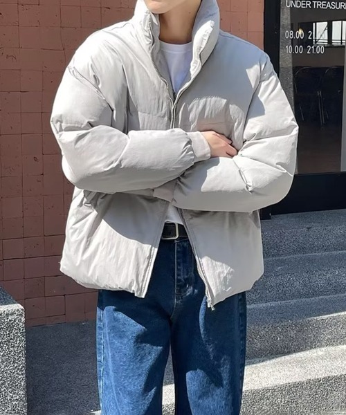 NOWLE（ノウル）の「【NOWLE】スタンドネック 中綿 ジップアップ リブ ジャケット（ダウンジャケット/コート・メンズ・グレー/ブラック/カーキ・MEDIUM/LARGE/X-LARGE）」の15枚目の写真