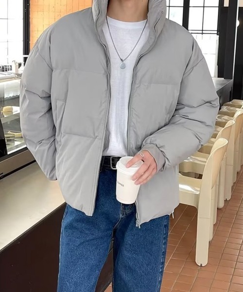 NOWLE（ノウル）の「【NOWLE】スタンドネック 中綿 ジップアップ リブ ジャケット（ダウンジャケット/コート・メンズ・グレー/ブラック/カーキ・MEDIUM/LARGE/X-LARGE）」の17枚目の写真