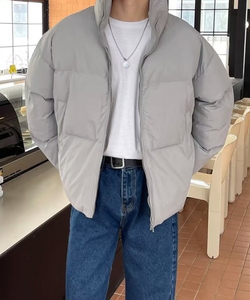 NOWLE（ノウル）の「【NOWLE】スタンドネック 中綿 ジップアップ リブ ジャケット（ダウンジャケット/コート・メンズ・グレー/ブラック/カーキ・MEDIUM/LARGE/X-LARGE）」の18枚目の写真