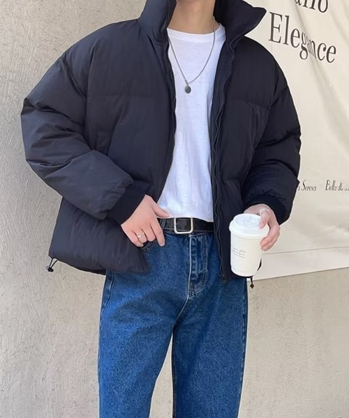 NOWLE（ノウル）の「【NOWLE】スタンドネック 中綿 ジップアップ リブ ジャケット（ダウンジャケット/コート・メンズ・グレー/ブラック/カーキ・MEDIUM/LARGE/X-LARGE）」の5枚目の写真