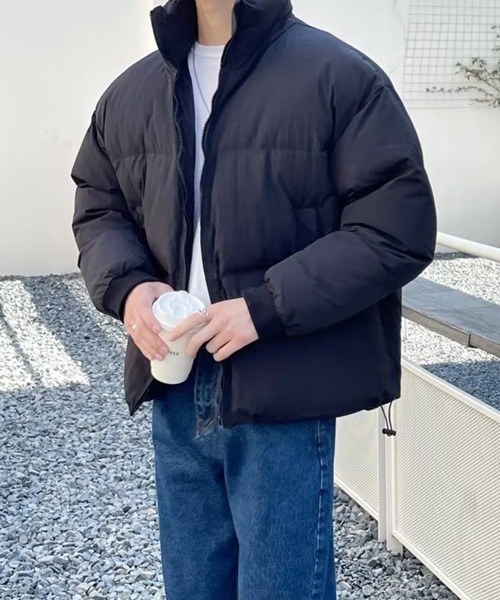 NOWLE（ノウル）の「【NOWLE】スタンドネック 中綿 ジップアップ リブ ジャケット（ダウンジャケット/コート・メンズ・グレー/ブラック/カーキ・MEDIUM/LARGE/X-LARGE）」の6枚目の写真