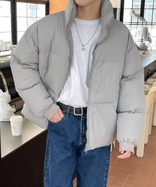 NOWLE（ノウル）の「【NOWLE】スタンドネック 中綿 ジップアップ リブ ジャケット（ダウンジャケット/コート・メンズ・グレー/ブラック/カーキ・MEDIUM/LARGE/X-LARGE）」の12枚目の写真