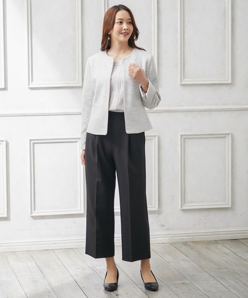 Honeys（ハニーズ）の「パイピング使いツイードノーカラージャケット