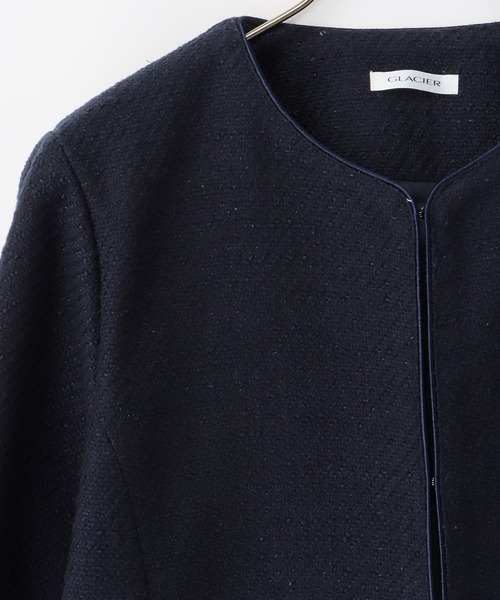 Honeys（ハニーズ）の「パイピング使いツイードノーカラージャケット