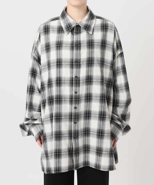 2023AW エーピーストゥディオ AP STUDIO別注 PROVOKE プロヴォーク Oversized check Shirt 38/ブラック系 シャツ【2400014413458】 PROVOKE/プロヴォーク】Oversized check Shirt（シャツ/ブラウス