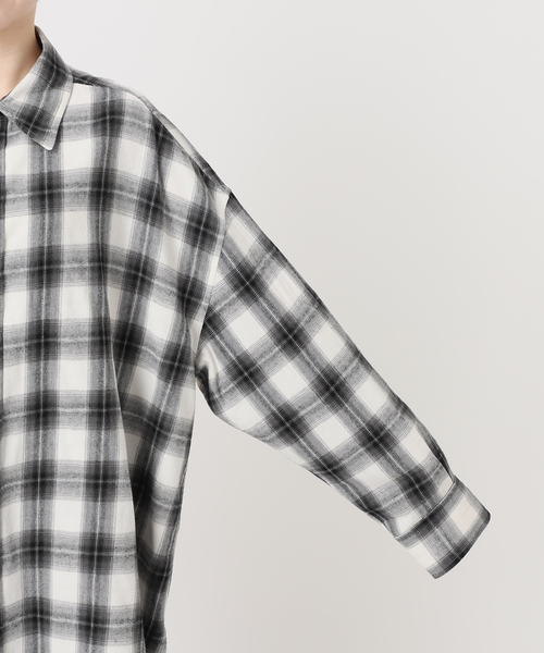 2023AW エーピーストゥディオ AP STUDIO別注 PROVOKE プロヴォーク Oversized check Shirt 38/ブラック系 シャツ【2400014413458】 PROVOKE/プロヴォーク】Oversized check Shirt（シャツ/ブラウス