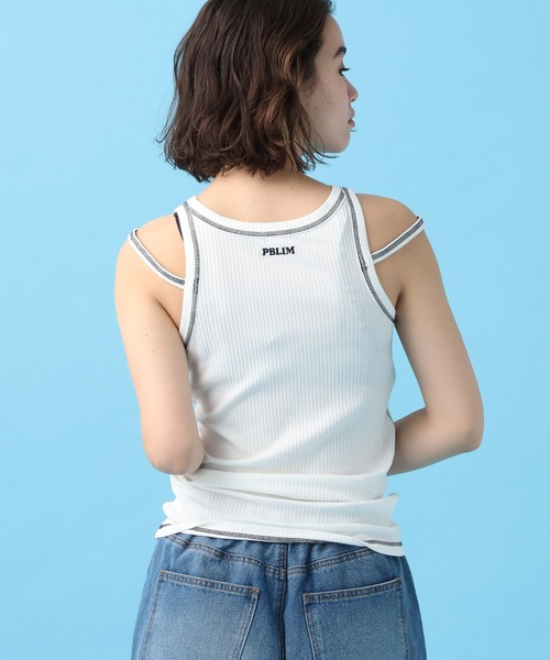 PBLIM（ページボーイリム）の「PBLIM/ステッチバイカラータンク（タンクトップ・レディース・ブラック/オフホワイト/ブルー・FREE）」の6枚目の写真
