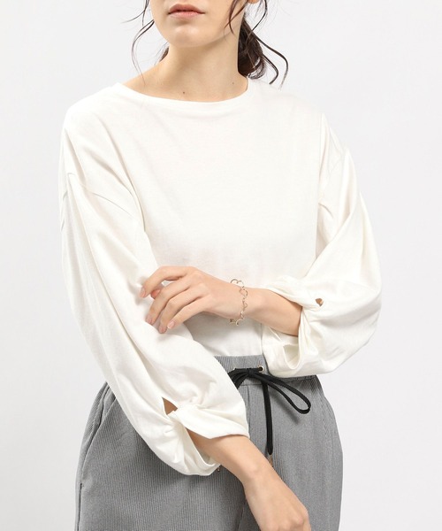 セール】コットンねじりスリーブ8分袖/984086（Tシャツ/カットソー 