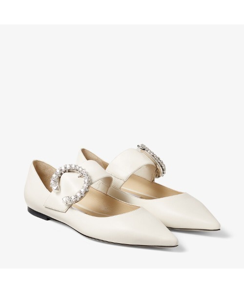 35.5　JIMMY CHOO　Melva　ジミーチュウ　クリスタルバックル　白 JIMMY CHOO（ジミーチュウ）の「MELVA BALLERINA（バレエ
