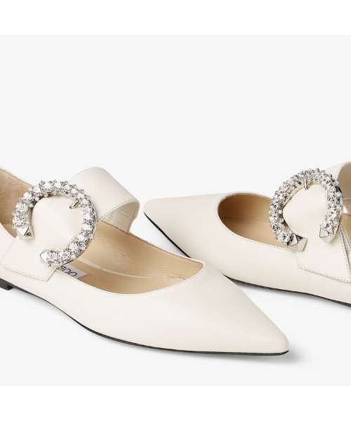 35.5　JIMMY CHOO　Melva　ジミーチュウ　クリスタルバックル　白 JIMMY CHOO（ジミーチュウ）の「MELVA BALLERINA（バレエ