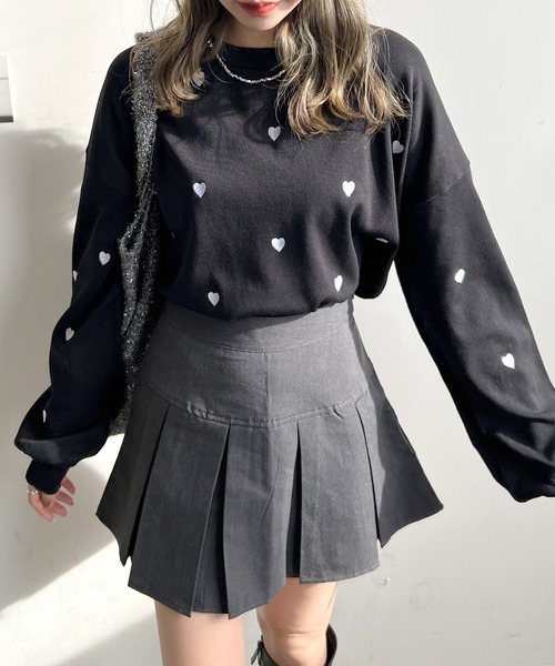 Futier land(フューティアランド)の「ミニハート刺繍トップス(Tシャツ/カットソー・レディース・アイボリー/ブラック/ホワイト・FREE)」の22枚目の写真