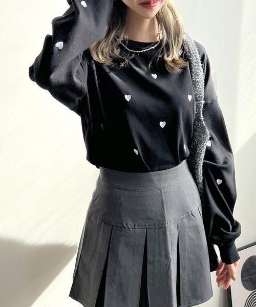 Futier land(フューティアランド)の「ミニハート刺繍トップス(Tシャツ/カットソー・レディース・アイボリー/ブラック/ホワイト・FREE)」の17枚目の写真
