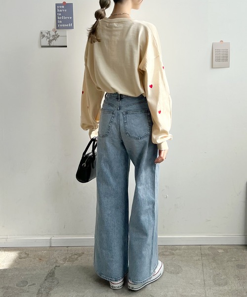 Futier land(フューティアランド)の「ミニハート刺繍トップス(Tシャツ/カットソー・レディース・アイボリー/ブラック/ホワイト・FREE)」の20枚目の写真