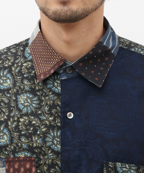 JOURNAL STANDARD J.S HOMESTEAD(ジャーナルスタンダードホームステッド)の「【J.S.Homestead】ARABESQUE PATCHWORK SHIRT(シャツ/ブラウス・メンズ・チャコールグレー/ダークブルー・LARGE/MEDIUM)」の15枚目の写真