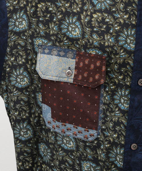 JOURNAL STANDARD J.S HOMESTEAD(ジャーナルスタンダードホームステッド)の「【J.S.Homestead】ARABESQUE PATCHWORK SHIRT(シャツ/ブラウス・メンズ・チャコールグレー/ダークブルー・LARGE/MEDIUM)」の11枚目の写真
