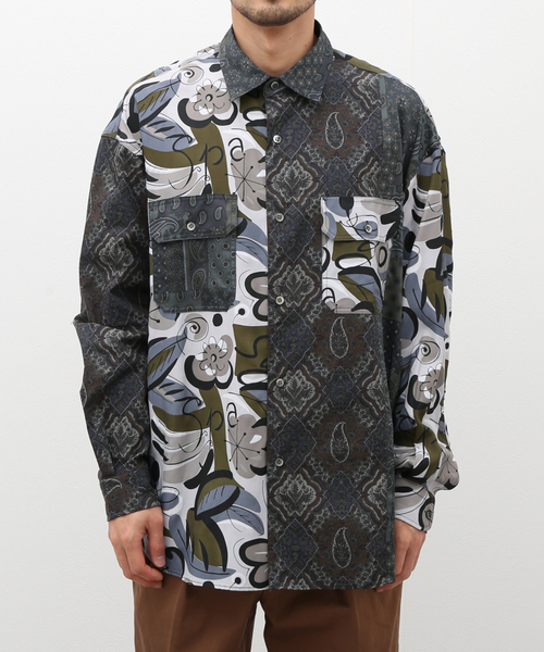 JOURNAL STANDARD J.S HOMESTEAD(ジャーナルスタンダードホームステッド)の「【J.S.Homestead】ARABESQUE PATCHWORK SHIRT(シャツ/ブラウス・メンズ・チャコールグレー/ダークブルー・LARGE/MEDIUM)」の7枚目の写真