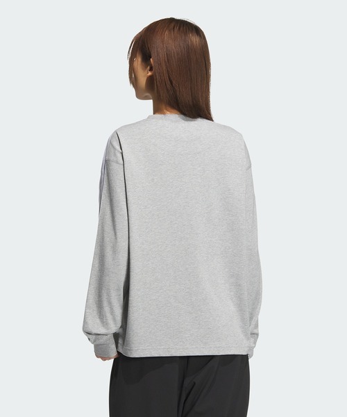 adidas（アディダス）の「エッセンシャルズプラス 3ストライプ 長袖Tシャツ / アディダス adidas（Tシャツ/カットソー・レディース・グレー/オフホワイト/ブラック/ホワイト・XX-LARGE/LARGE/MEDIUM/SMALL/X-SMALL/X-LARGE）」の17枚目の写真