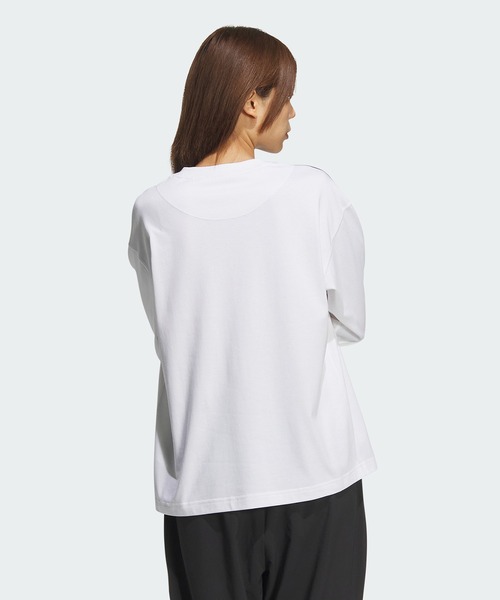 adidas（アディダス）の「エッセンシャルズプラス 3ストライプ 長袖Tシャツ / アディダス adidas（Tシャツ/カットソー・レディース・グレー/オフホワイト/ブラック/ホワイト・XX-LARGE/LARGE/MEDIUM/SMALL/X-SMALL/X-LARGE）」の5枚目の写真