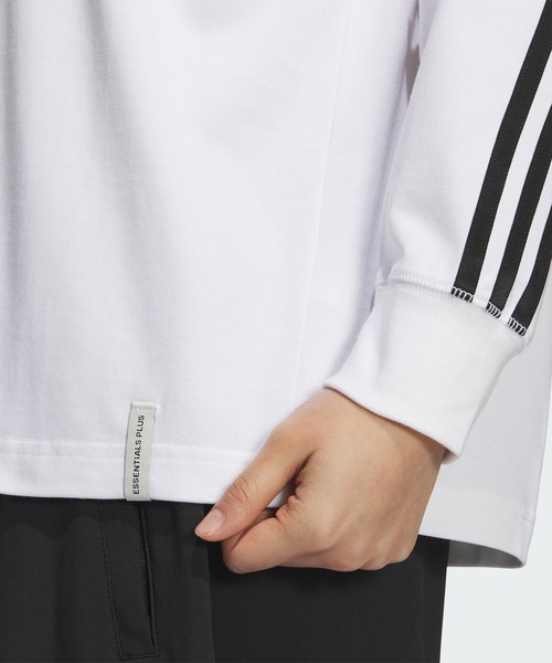 adidas（アディダス）の「エッセンシャルズプラス 3ストライプ 長袖Tシャツ / アディダス adidas（Tシャツ/カットソー・レディース・グレー/オフホワイト/ブラック/ホワイト・XX-LARGE/LARGE/MEDIUM/SMALL/X-SMALL/X-LARGE）」の8枚目の写真