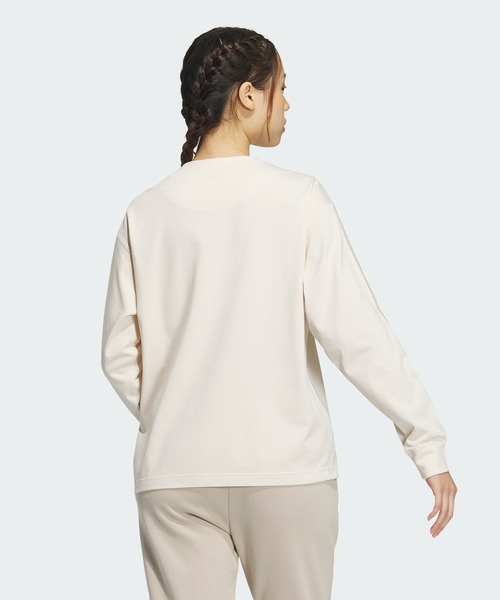 adidas（アディダス）の「エッセンシャルズプラス 3ストライプ 長袖Tシャツ / アディダス adidas（Tシャツ/カットソー・レディース・グレー/オフホワイト/ブラック/ホワイト・XX-LARGE/LARGE/MEDIUM/SMALL/X-SMALL/X-LARGE）」の9枚目の写真