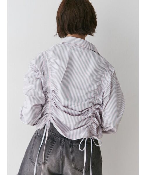 jouetie（ジュエティ）の「ストライプリボンギャザーシャツ（シャツ/ブラウス・レディース・ブルー/オフホワイト/ピンク・MEDIUM）」の4枚目の写真