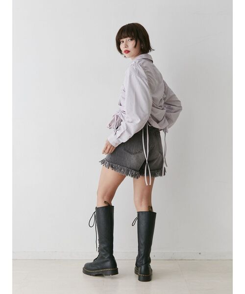 jouetie（ジュエティ）の「ストライプリボンギャザーシャツ（シャツ/ブラウス・レディース・ブルー/オフホワイト/ピンク・MEDIUM）」の8枚目の写真