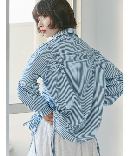jouetie（ジュエティ）の「ストライプリボンギャザーシャツ（シャツ/ブラウス・レディース・ブルー/オフホワイト/ピンク・MEDIUM）」の11枚目の写真