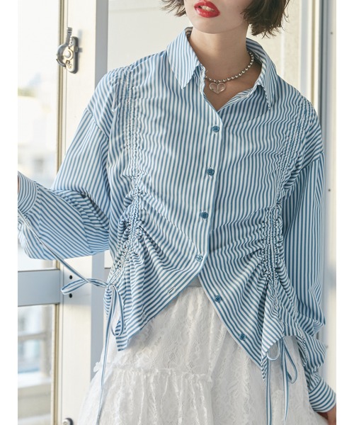 jouetie（ジュエティ）の「ストライプリボンギャザーシャツ（シャツ