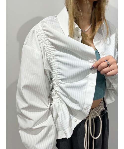jouetie（ジュエティ）の「ストライプリボンギャザーシャツ（シャツ/ブラウス・レディース・ブルー/オフホワイト/ピンク・MEDIUM）」の19枚目の写真