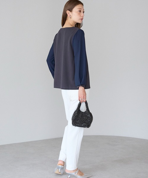 RIRIYANO（リリヤーノ）の「大人上品見えボールホック付きブラウス（ビジネスシャツ・レディース・ブラック/ネイビー/オフホワイト・SMALL/LARGE/X-LARGE/XX-LARGE/MEDIUM）」の16枚目の写真